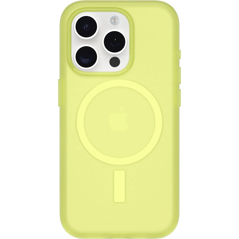 OtterBox Symmetry Series Soft Touch for MagSafe for iPhone 15 Pro - Lemon Pucker (Green), Sleek Rubber Design, Smooth Finish, Camera Bumpers, and Protective Screen Lip
