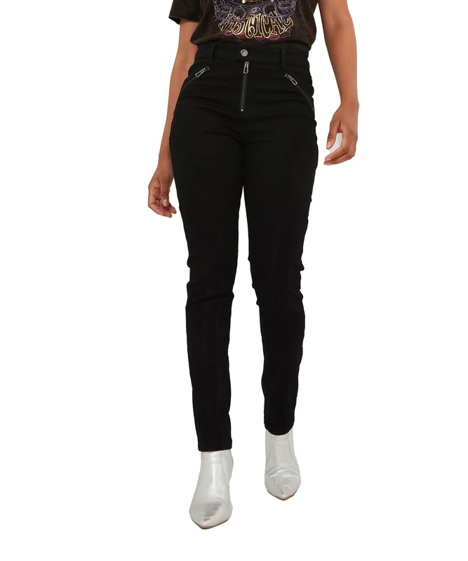 Joe Browns Women's Fashion Zip Detail Skinny Jeans, Slim Fit, Black, UK 10 - Image 1