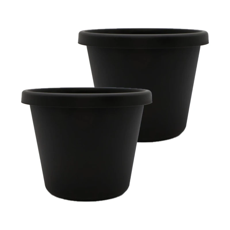 The HC Companies Plastic Planter, Black, 24"
