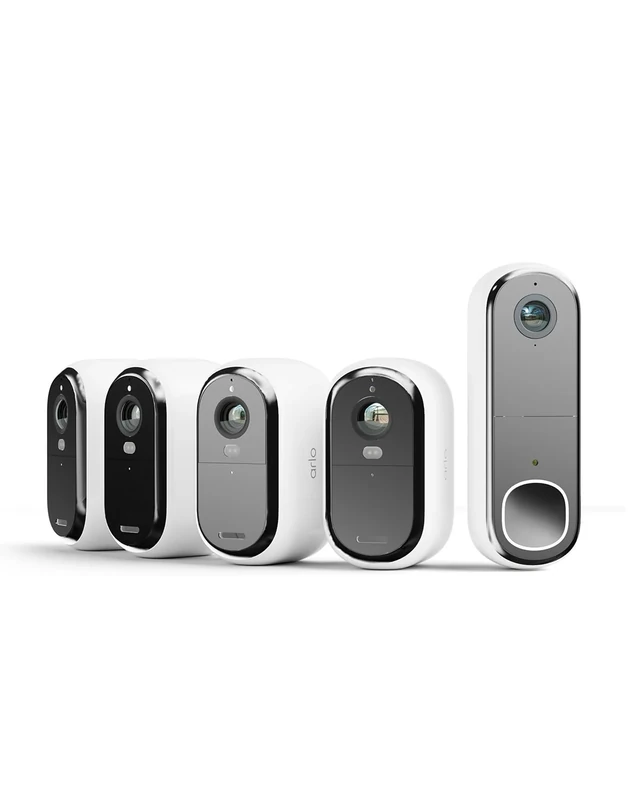 Arlo Home Security Full Kit HD (Outdoor Camera x4, Video Doorbell), Wireless, Full HD, Night Vision, Light, Motion Sensor, Siren, 2-Way Audio, Smart Home Integration Secure Trial Period