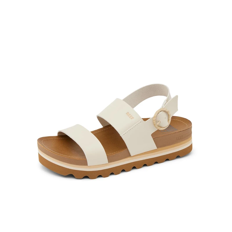 Reef Vista Hi Buckle Women's Sandals Vintage White Backstrap Vegan Leather Shoes Size 6