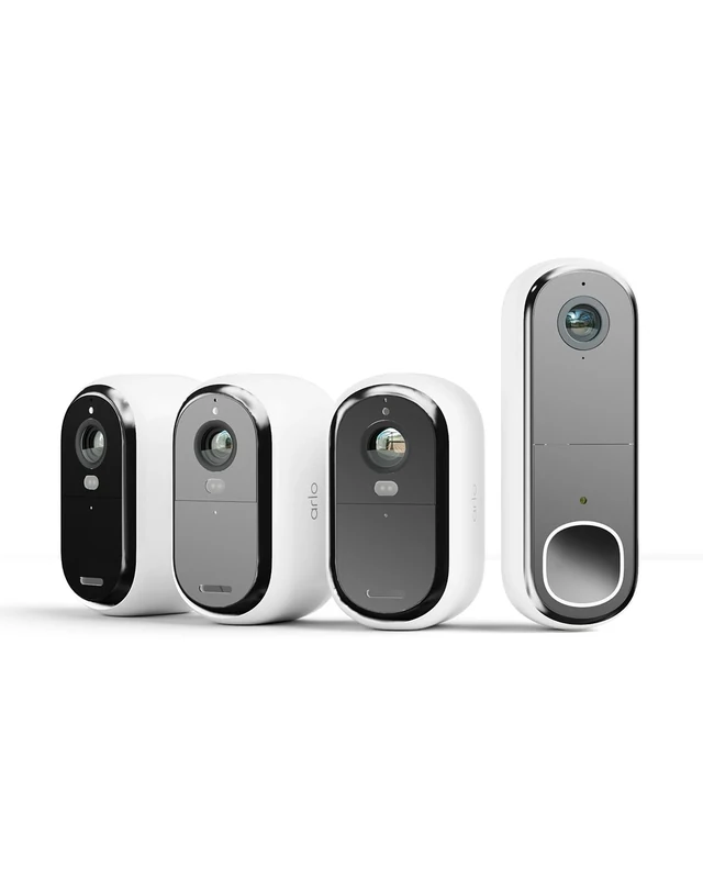 Arlo Home Security Full Kit HD (Outdoor Camera x3, Video Doorbell), Wireless, Full HD, Night Vision, Light, Motion Sensor, Siren, 2-Way Audio, Smart Home Integration Secure Trial Period