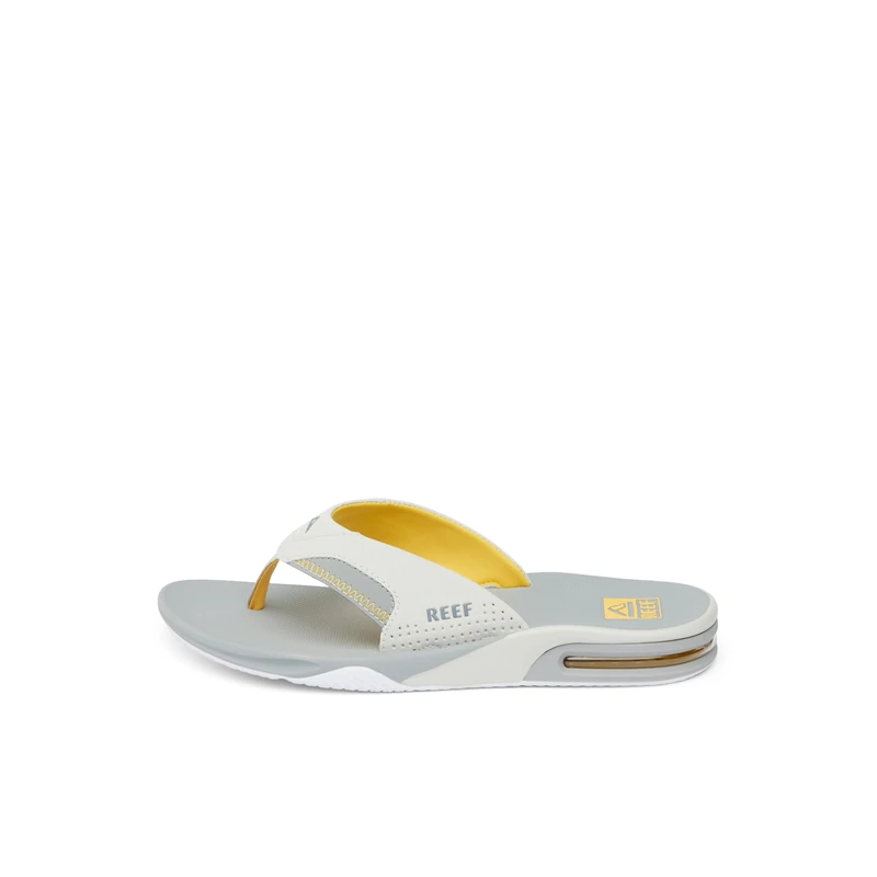 Reef Mens Fanning Summer Beach Flip Flops - Yellow/Grey/Grey - 7 UK