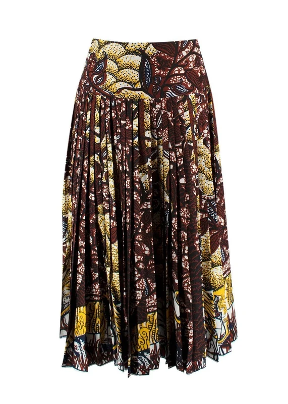 Dior Pre-Loved Burgundy Safari Print Pleated Midi Skirt