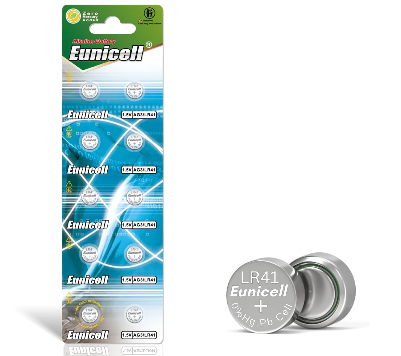 Eunicell - 10 x LR41/AG3 1.5V Alkaline Battery - Suitable for use in LED lights, Digital Voice Recorders, Toys, Blood Glucose, Cholesterol Testing, Meters, Toys