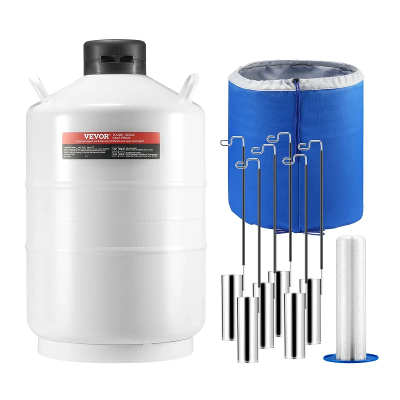 VEVOR Liquid Nitrogen Tank, 20 L Aluminum Alloy Liquid Nitrogen Container, LN2 Tank Dewar with 6 Canisters and Carry Bag with Straps, Cryogenic Tank for Beauty Industry, Semen Preservation, Scientific - Image 1