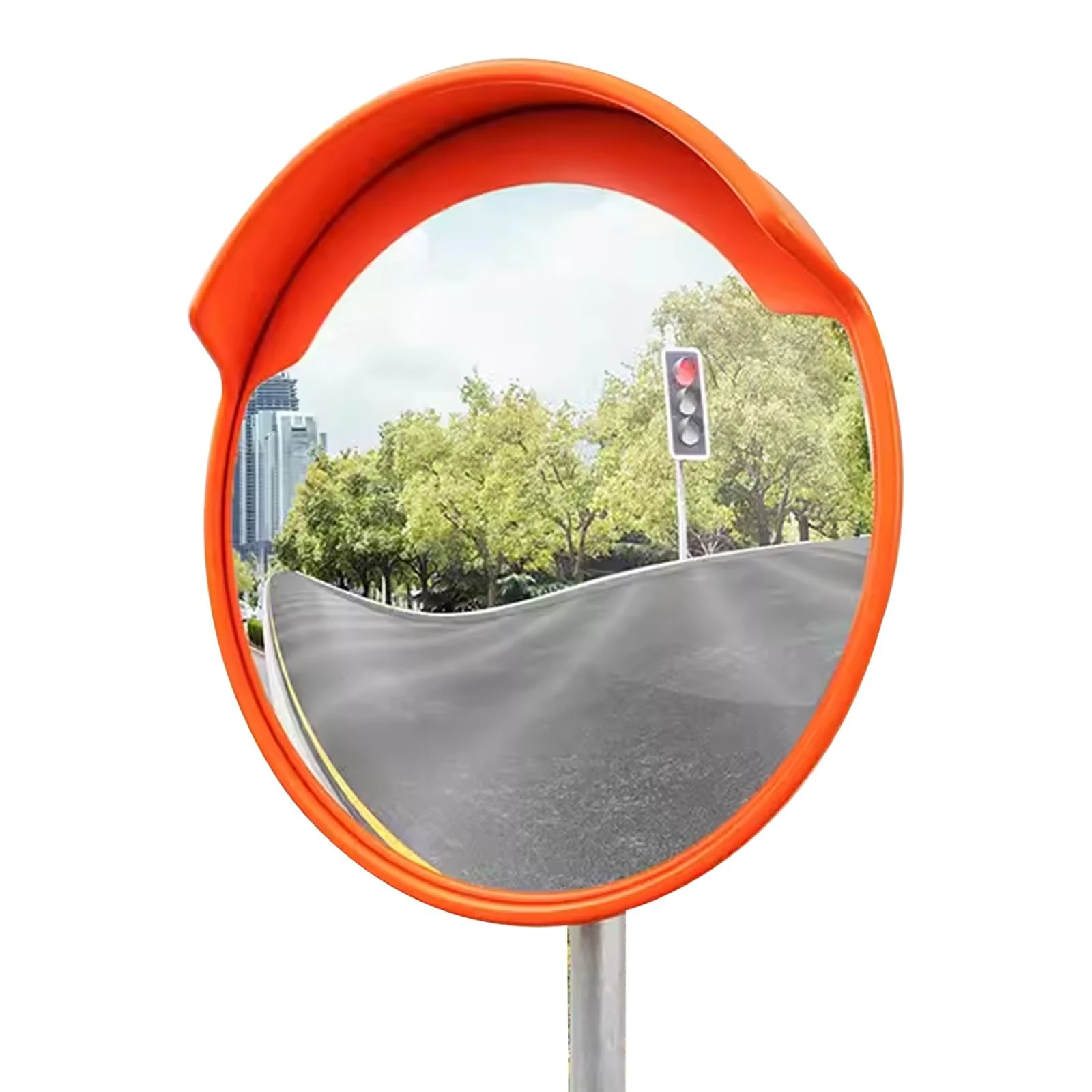 Traffic Mirror, Pole Mounted Convex Mirror, Security Mirror with Brim, Wide Angle Mirror with Adjustable Bracket, for Blind Spots and Corners, Indoor and Outdoor(80cm)