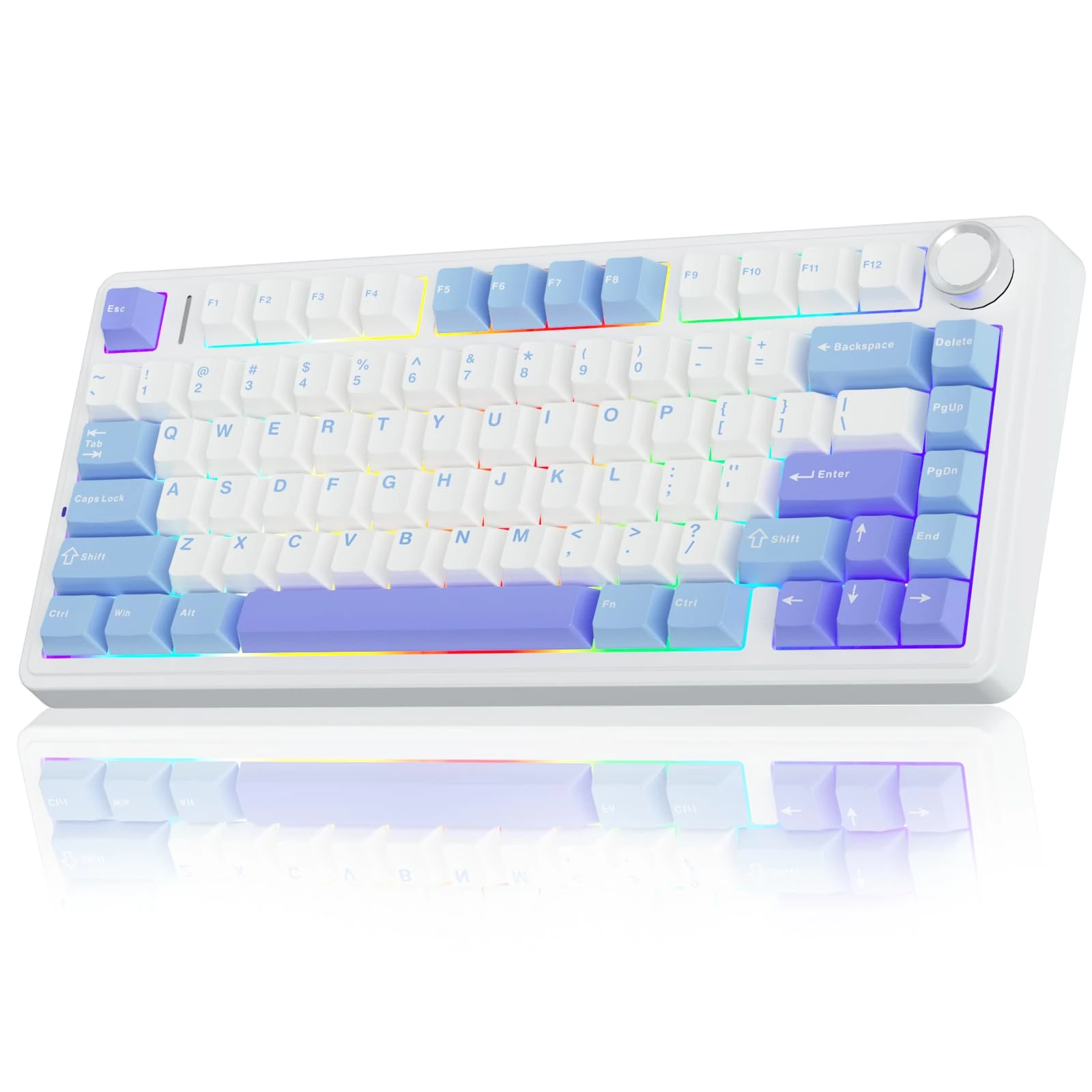 AULA F75 75% Wireless Mechanical Keyboard,2.4Ghz/Type-C/BT5.0 Gaming Keyboards,Advanced Structure,RGB Backlight,Hot Swappable Custom Keyboard for PC/Mac (Blue&Purple)