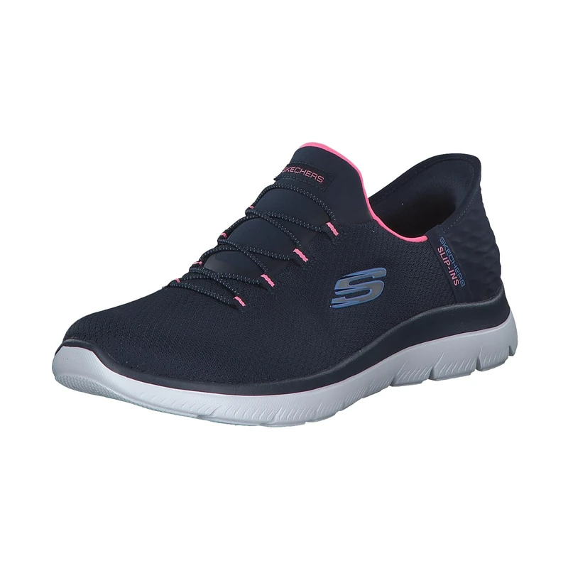 Skechers Women's Summits Diamond Dream Slip-On Sneakers, Navy Mesh/Pink Trim, 7.5 UK