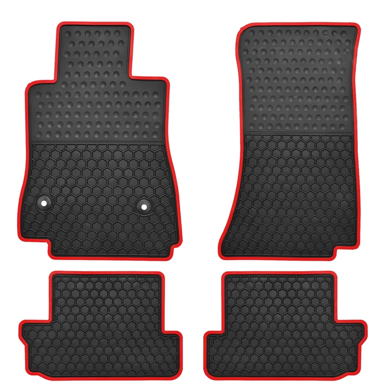 Matericuo Car Floor Mats Custom Fit for Chevy Camaro 2016-2025 Full Black Red Rubber Chevrolet Auto Liner Mats All Weather Protection Odorless