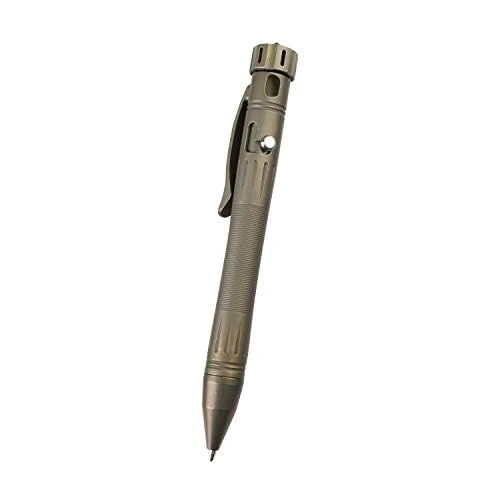MecArmy Titanium Bronze Pen Luxury Executive Lightweight Retractable Metal Pen Ink Refillable Novelty Pocket EDC Writing Ballpoint Pens with Keychain 1 D Key Ring