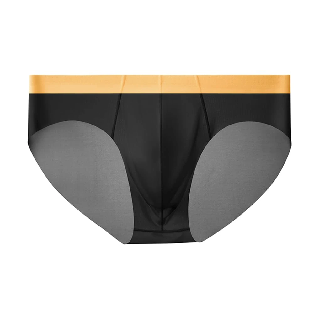 Drelaar Men's Ultra Smooth Thin Seamless Comfort Underpants Ice Silk Briefs Panties Large Black