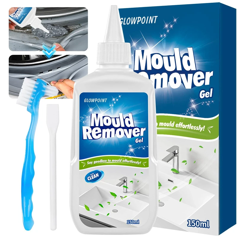 GLOWPOINT Mould Remover Gel, Large Capacity 150ML Black Mould & Mildew Remover, Deep Cleaner for Washing Machine, Bathroom, Kitchen Sink, Tile & Grout