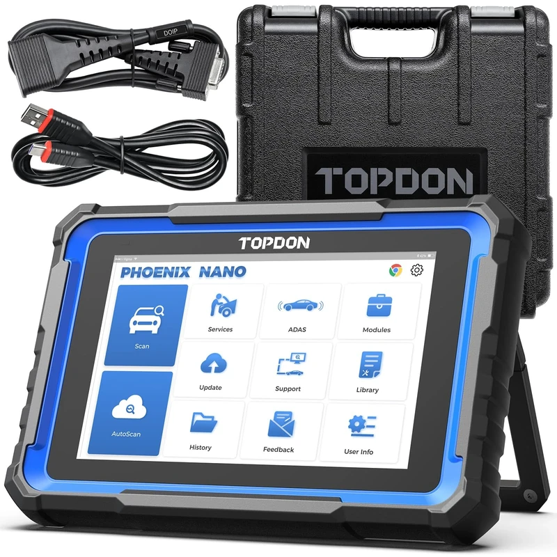 TOPDON Car diagnostic tool Phoenix Nano, 2025 ECU Coding Tool with Full System Diagnostic, 32+ Reset Service, Bi-Directional Control, support CAN FD/DoIP Protocols, FCA AutoAuth, 2 Years Free Updates