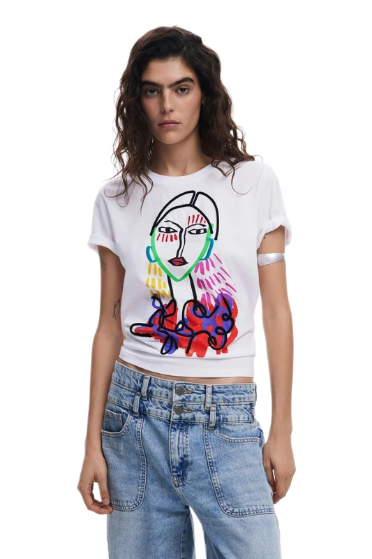 Desigual Misuri Bright Arty Print Tshirt 25SWTKA9 White - Image 1