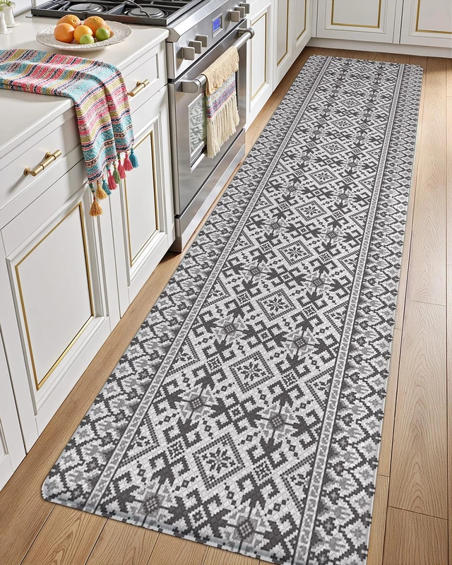 LUMI Anti Fatigue Kitchen Cushioned Mat for Floor, Padded Waterproof Runner for Standing, Stain Resistant Comfort Rugs for Home, Sink, Laundry, 24x87