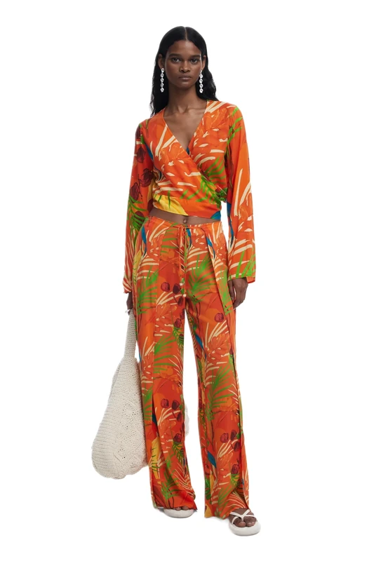Desigual Bahamas Tropical Beach Pants 25SWMW01 Orange