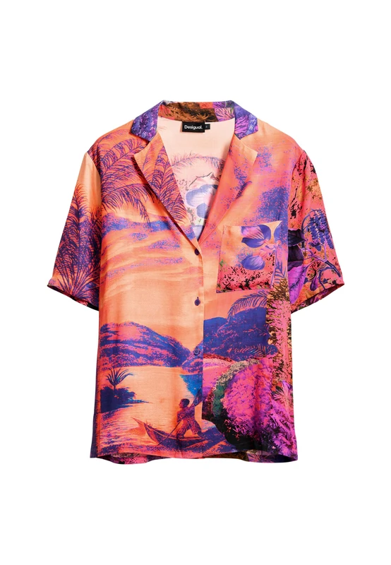 Desigual Paradise Lacroix Resort Shirt by M. Christian Lacroix 25SWCW38 Red - Image 1