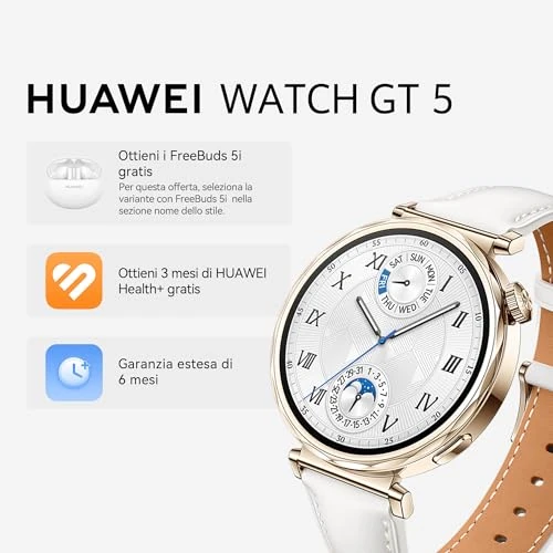 HUAWEI Watch GT 5 41 mm Smartwatch, Stylish Design, New Running and Cycling Mode, Health Monitor, 7 Days Battery Life, iOS and Android, White