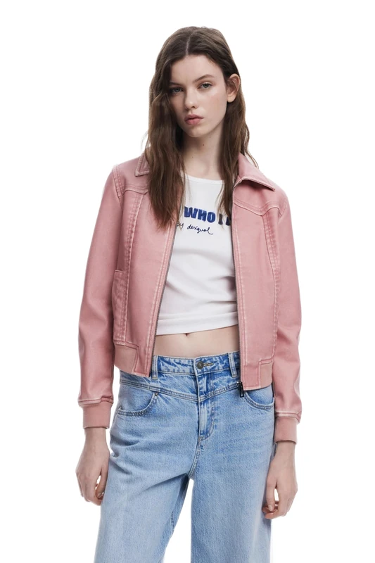 Desigual Colorado Faux Leather Biker Jacket 25SWEW471