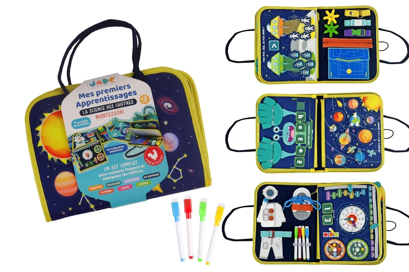 J.A.D.E - Activity Bag Space - Montessori - 141513 - Educational Game - Multicoloured - Fabric - Travel - Sensory - Game for Children - French Creator - Jade - Educational - From 3 Years