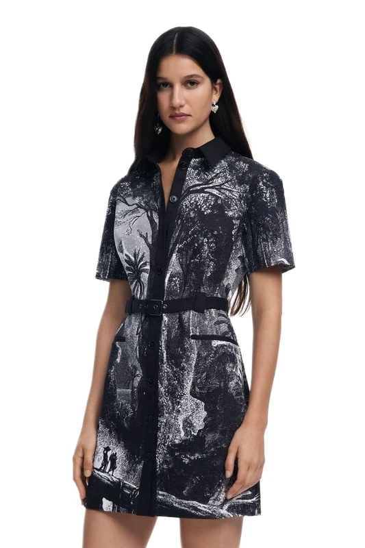 Desigual Tropic Litography by Mr Christian Lacroix Dress 25SWVW96 Black