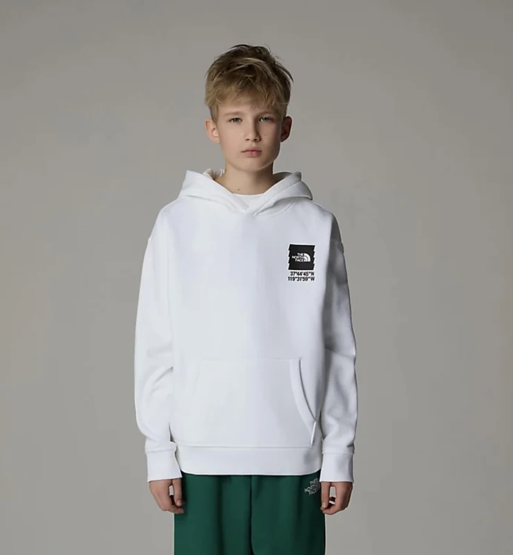 The North Face Boy's Coordinates Graphic Oversized Hooded Sweatshirt, Tnf Blue, 10 Years
