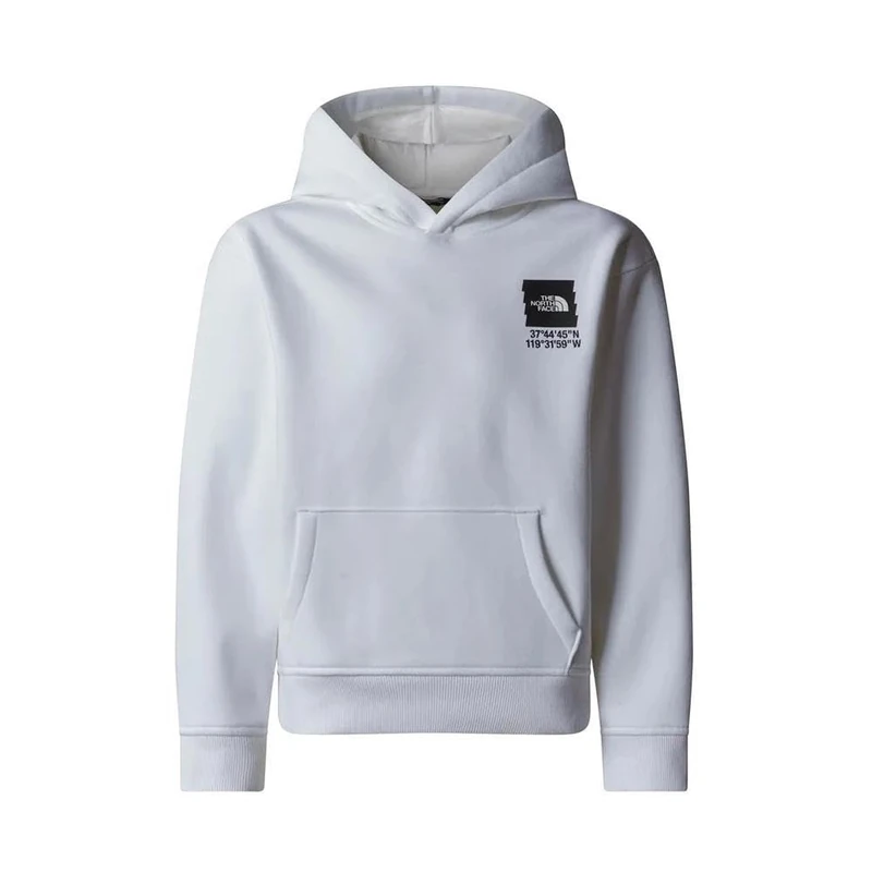 The North Face Boy's Coordinates Graphic Oversized Hooded Sweatshirt, Tnf White, 10 Years
