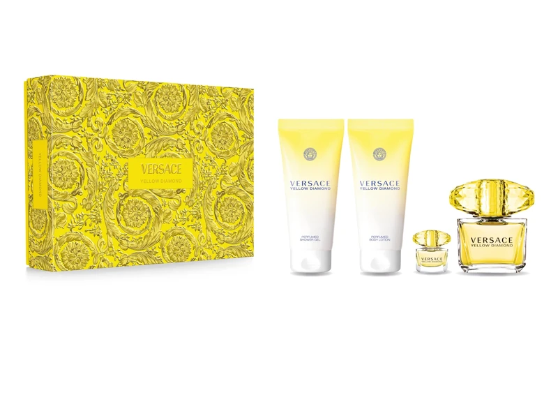 Versace Yellow Diamond Natural Eau De Toilette Perfume Spray 4-Pieces Gift Set for Women