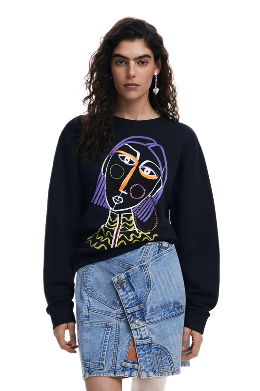 Desigual Face Arty Design Sweatshirt 25SWSK08 Black