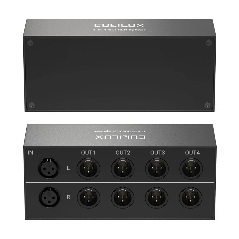 Cubilux 4-Way XLR Stereo Audio Passive Splitter, 1 Female to 4 Male Balanced Audio Converter, 1 in 4 Out 4-Channel Splitter Box - Image 1