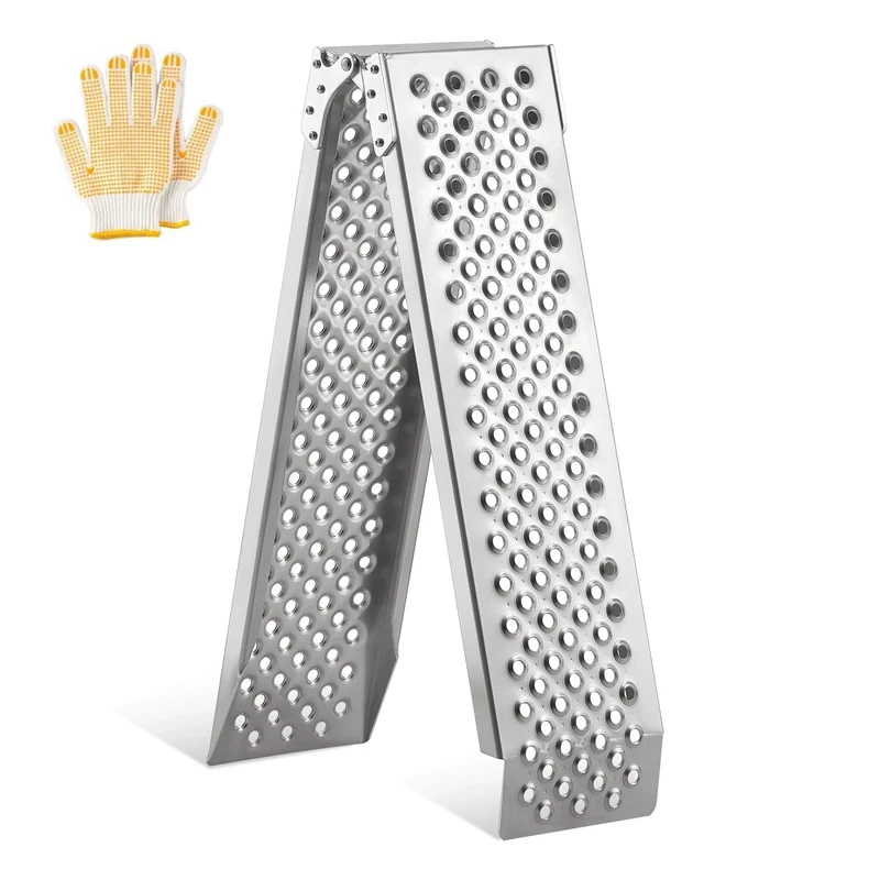 KOLOTOOL Foldable Aluminum Motorcycle Loading Ramp, 63L x 8.5W inches, 880lb Load Capacity, Lightweight, Non-Slip, Waterproof, Rust-Proof, Suitable for Trucks, Lawn Mowers, SUVs, Trailers,1Pcs