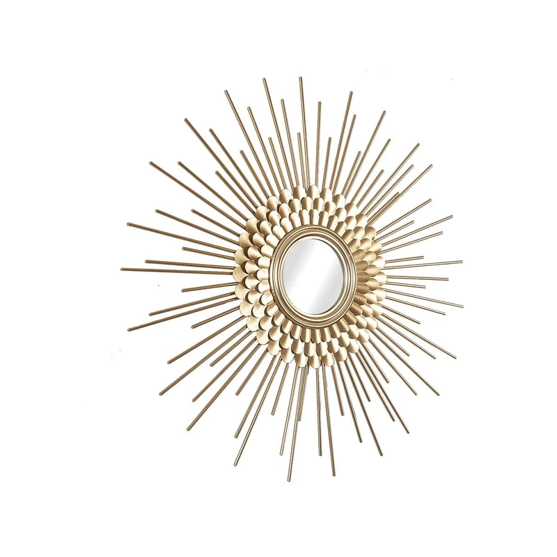 Romimex Wall Mirror Gold Metal Sun 80 x 80 x 6 cm Round