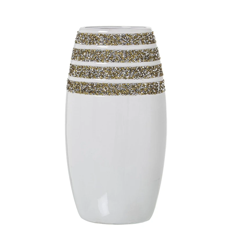 Alexandra House Living Ceramic White Vase 11 x 15 x 28 cm 16 x 9 x 30 cm