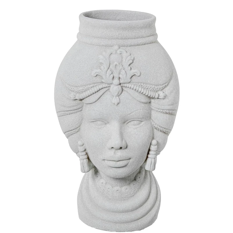 Alexandra House Living African Ceramic White Vase 21 x 21 x 39 cm