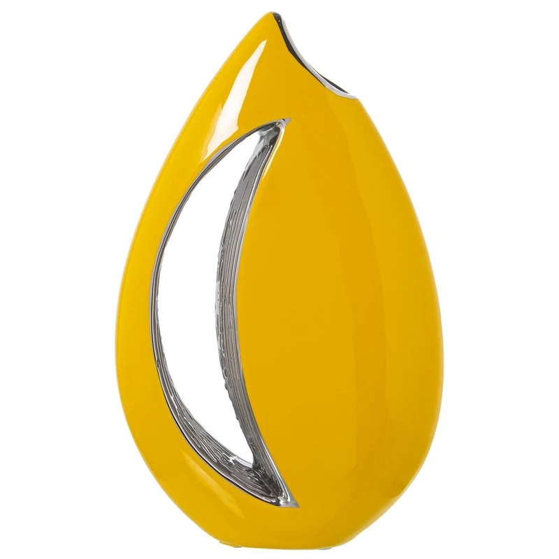 Alexandra House Living Vase Yellow Silver Ceramic 8 x 17 x 27 cm