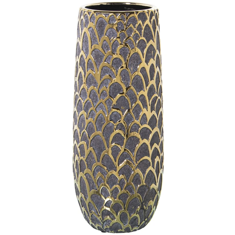 Alexandra House Living Vase Golden Dark Grey Ceramic 14 x 13 x 33 cm