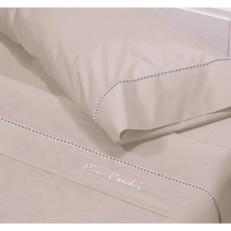 Pierre Cardin 4-Piece Sheet Set, 150 x 200 cm, 100% Cotton, 130 g/m², 180 Thread Count, Top Sheet 230 x 280 cm, 2 Pillowcases 45 x 85 cm, Pink