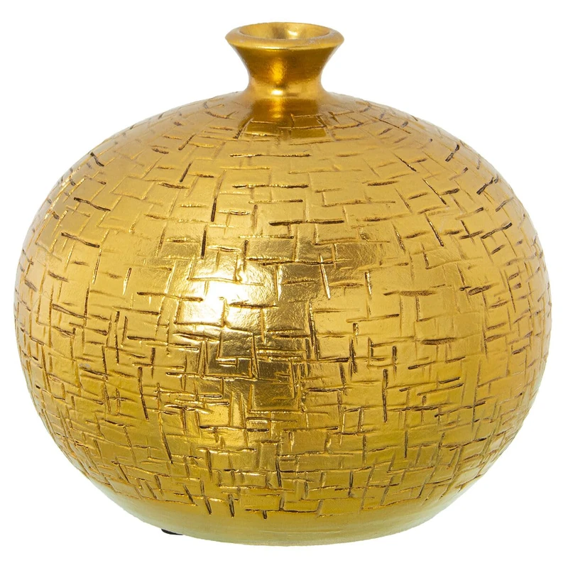 Alexandra House Living Golden Vase Ceramic 25 x 25 x 20 cm