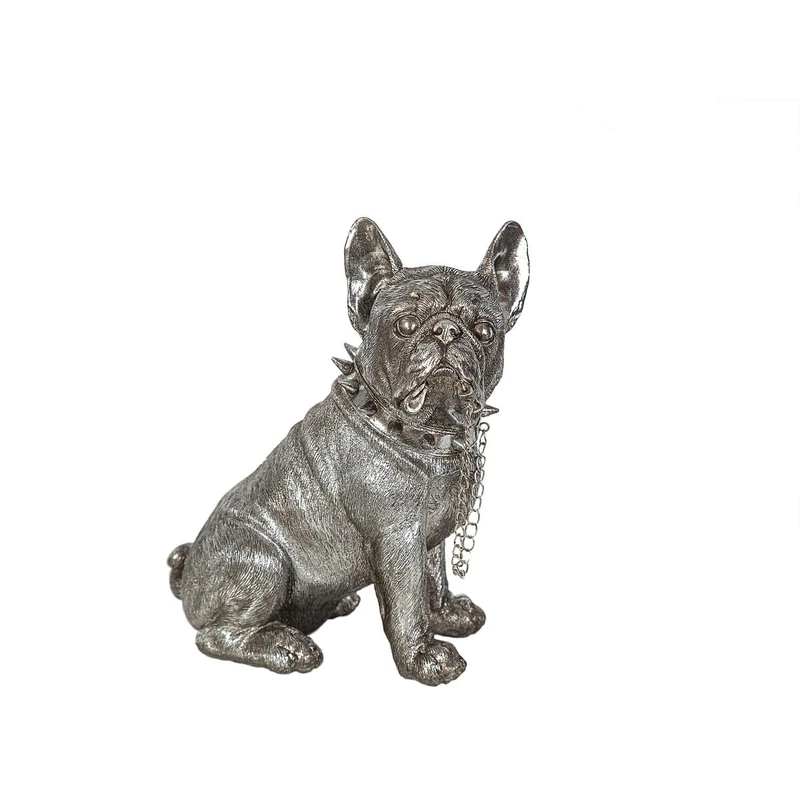 Romimex Decorative Figure Silver Resin Dog 24 x 29 x 17 cm