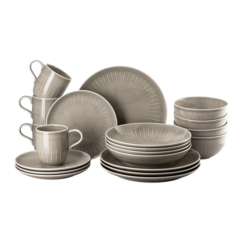 Rosenthal Joyn Grey Set of 20 Stoneware, Crockery, Dinnerware, Coffee Service, Breakfast Plates, Cups, Bowls, Mugs, Grey