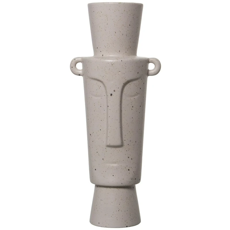 Alexandra House Living Vase Beige Ceramic Face 12 x 15 x 38 cm