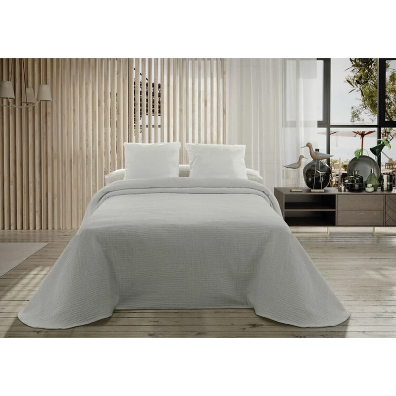Hosteline Pearl Grey Palm Quilt Bed 150 cm