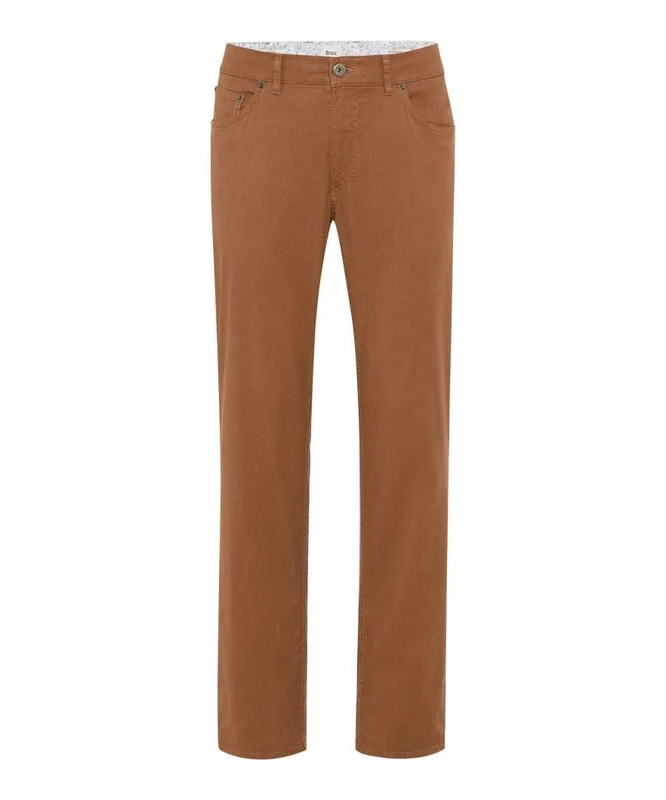 Brax Men's Style Cooper L Linen Cotton Stretch Trousers, 53 Cacao, 31 W/34 L