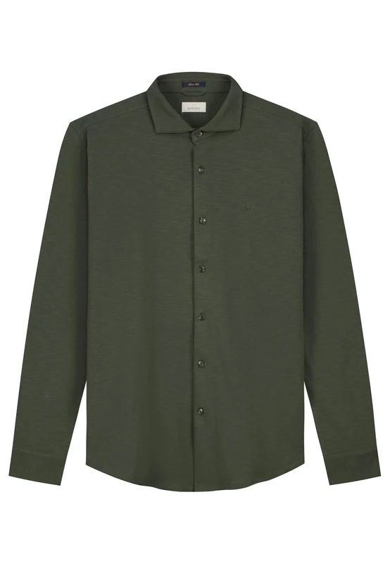 Dstrezzed Men's Bo Button Down Shirt, Dark Army, S - Image 1