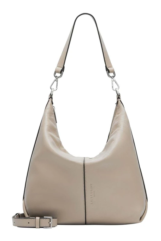 LIEBESKIND Berlin Paris M Women's Shoulder Bag - Leather Hobo Bag with Shoulder and Crossbody Straps - Women's Shoulder Bag, Spacious Main Compartment with Zip and Two Inner Compartments, 01 Stone, M