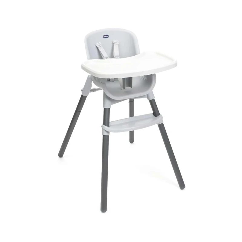 Chicco Zest 3-in-1 Folding Multi-Stage Highchair, Toddler Low Chair and Youth Stool, Suitable from 6 Months up to Max 40kg (Approx. 8 Years Old), Includes Tray and Harness, Moon Grey, 00087170770000