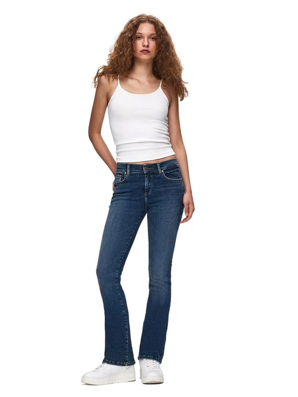 LTB Jeans Women's Fallon 400 Bootcut Mid Rise Basic 5-Pocket Dark Wash Blue Cotton Blend Size W26L30, Blue, 26W x 30L
