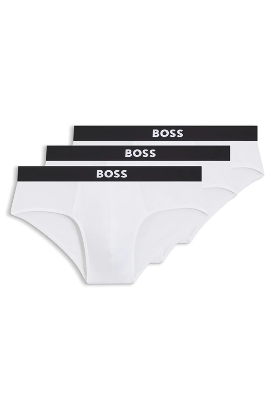 BOSS Mens Pack Of Logo Waistband Briefs White XL