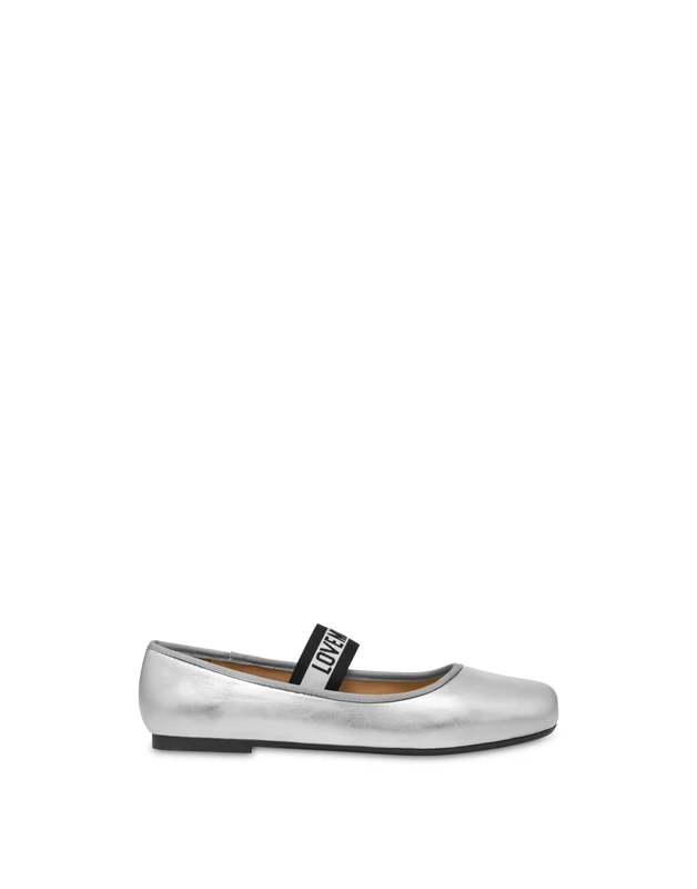 Love Moschino Women Polja11071g0mif090238 Ballet Flat, Silver, 6 UK